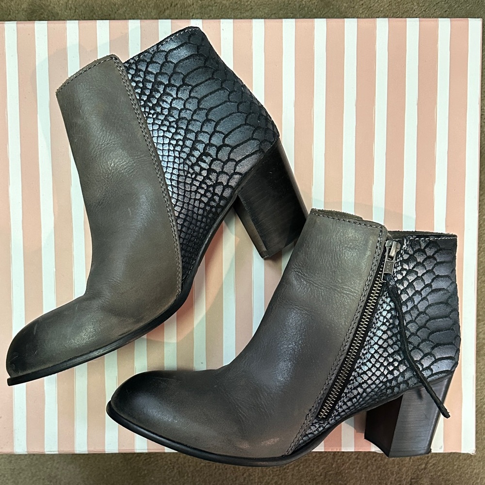 Stylish Gray and Black Ankle Booties